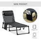 Outdoor Folding Chaise Lounge, Reclining Lounge Chair with Adjustable Backrest and Removable Pillow, Black