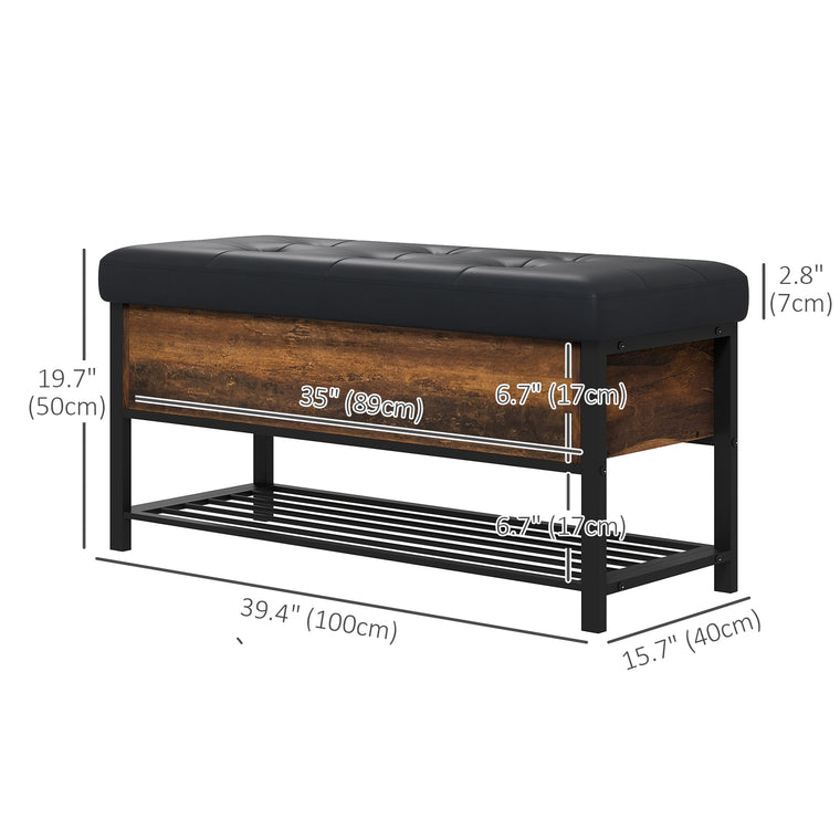 Shoe Storage Bench with Flip Top - Rustic Brown