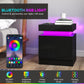 Nightstand Set of 2, End Side Tables with LED Lights, Bedside Tables with 2 Drawers, for Bedroom, Black