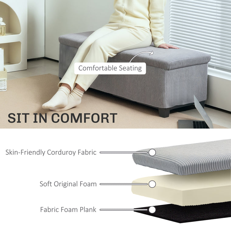 44" Corduroy Storage Ottoman Bench