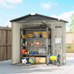 6.5' x 4' Metal Garden Shed with Lockable Doors - Light Grey