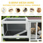Rabbit Hutch, Wooden Guinea Pig Cage with Run, Openable Top, Pull Out Tray and Ramp, Water-Resistant Roof, Grey