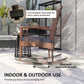 Outdoor PE Rattan Rocking Chair, Garden Glider Rocking Chair, Wicker Patio Chair Set with Armrest and Cushion, Wine Red