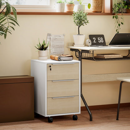 3-Drawer Vertical Filing Cabinet with Lock & Wheels