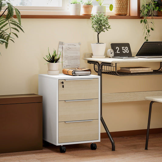 3-Drawer Vertical Filing Cabinet with Lock & Wheels