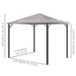 9.8' x 9.8' Garden Aluminium Gazebo Hardtop Roof Canopy Marquee Party Tent Patio Outdoor Shelter with Mesh Curtains & Side Walls, Grey