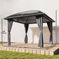 10' x 10' Outdoor Hardtop Gazebo Canopy with UV50+ Polycarbonate Roof, Steel Frame, Central Hook, Curtains, Light Grey