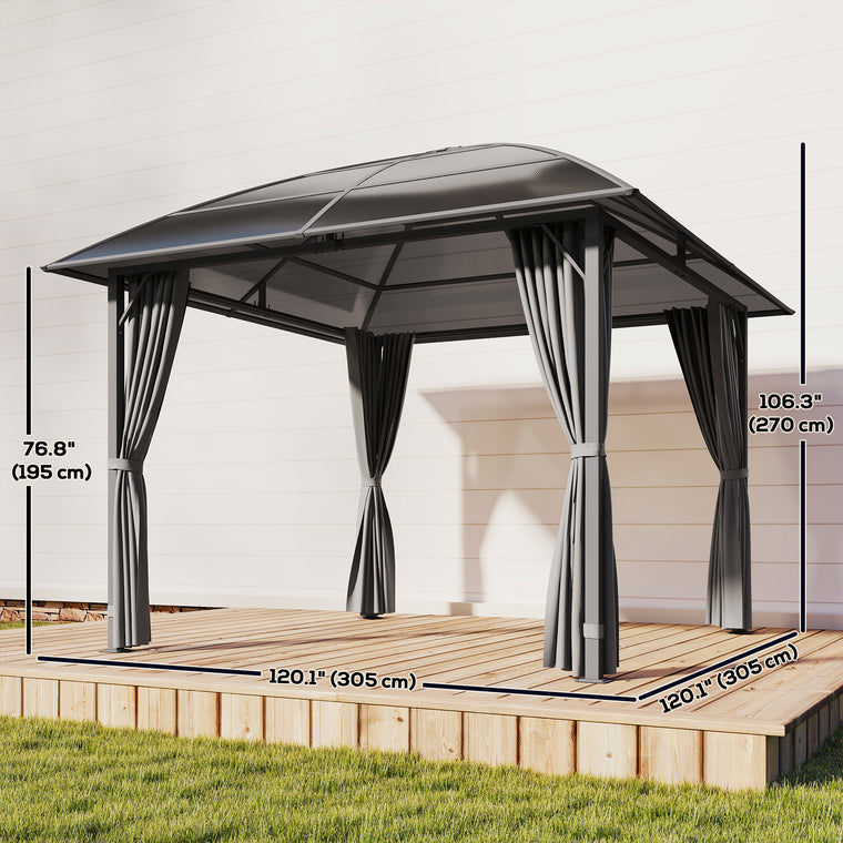 10' x 10' Light Grey Hardtop Gazebo with Polycarbonate Roof