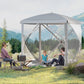 Pop-Up Tent, Foldable Screen Tent with Carry Bag, Zippered Door and Ground Stakes, Fits 3-4 People, Light Grey