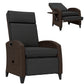 Outdoor Recliner Chair with Adjustable Backrest, Cushion, Side Tray, Black