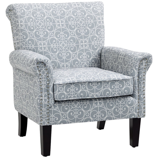 Linen Accent Chair with Nailhead Trim - Grey
