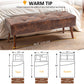 Bedroom Bench, End of Bed Bench with Button Tufted, PU Leather Upholstered Entryway Bench with Wood Legs, Brown