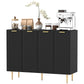 Modern Kitchen Storage Cabinet, Sideboard Buffet Cabinet with Adjustable Shelves for Hallway, Black