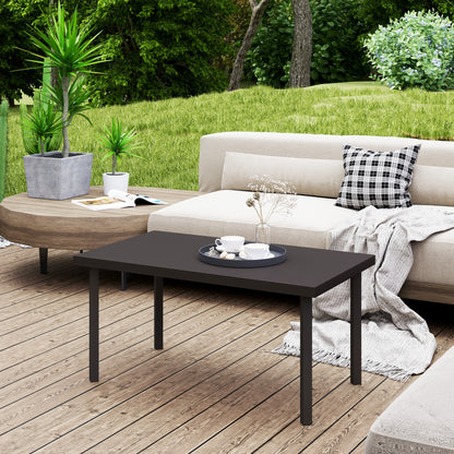 Rectangle Metal Side Table with Woodgrain Top