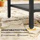Outdoor Coffee Table 2-Tier Patio Coffee Table with Storage Shelf, Adjustable Feet for Garden Balcony Poolside Black