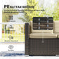 3 Pieces Patio Furniture Set with Cushions, Outdoor PE Rattan Wicker Conversation Corner Sofa Set, Khaki