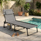 Outdoor Folding Chaise Lounge, Reclining Lounge Chair with Adjustable Backrest and Removable Pillow, Mixed Grey