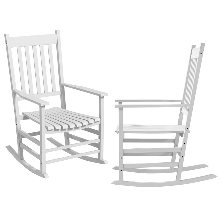 Set of 2 Wooden Rocking Chairs with Wide Armrests