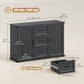 Sideboard with 3 Drawers and 2 Doors, 47" Buffet Cabinet with Adjustable Shelves for Kitchen, Black Wood Grain