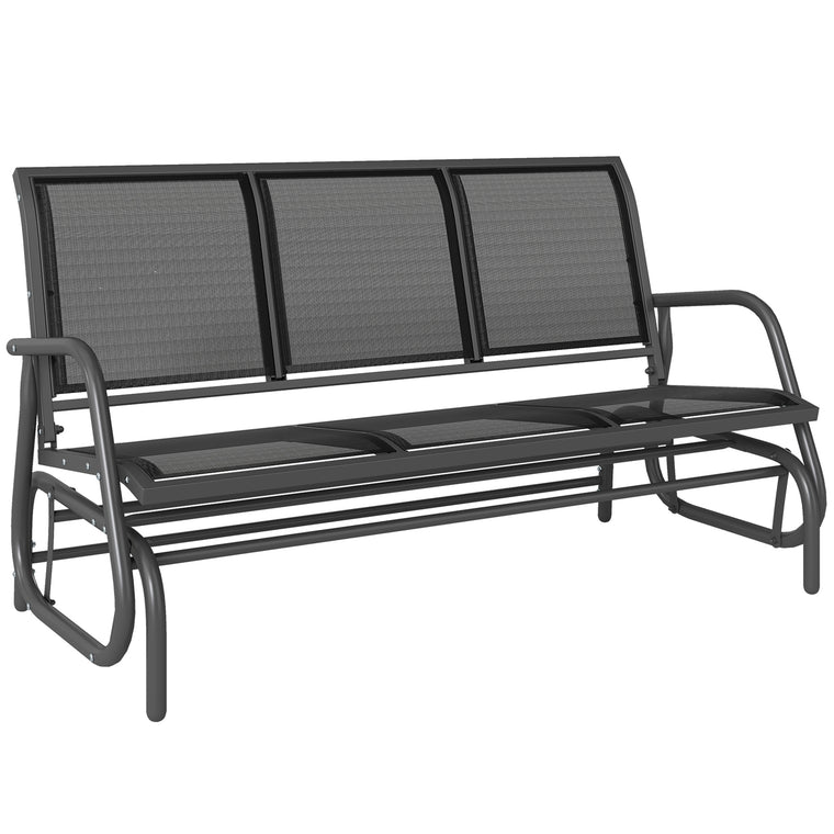 Black 3-Seat Outdoor Glider Chair with Sling Seat