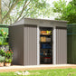 7' x 4' Outdoor Storage Shed, Metal Garden Tool Storage House Organizer with Lockable Sliding Doors and Vents for Backyard Patio Lawn, Light Grey