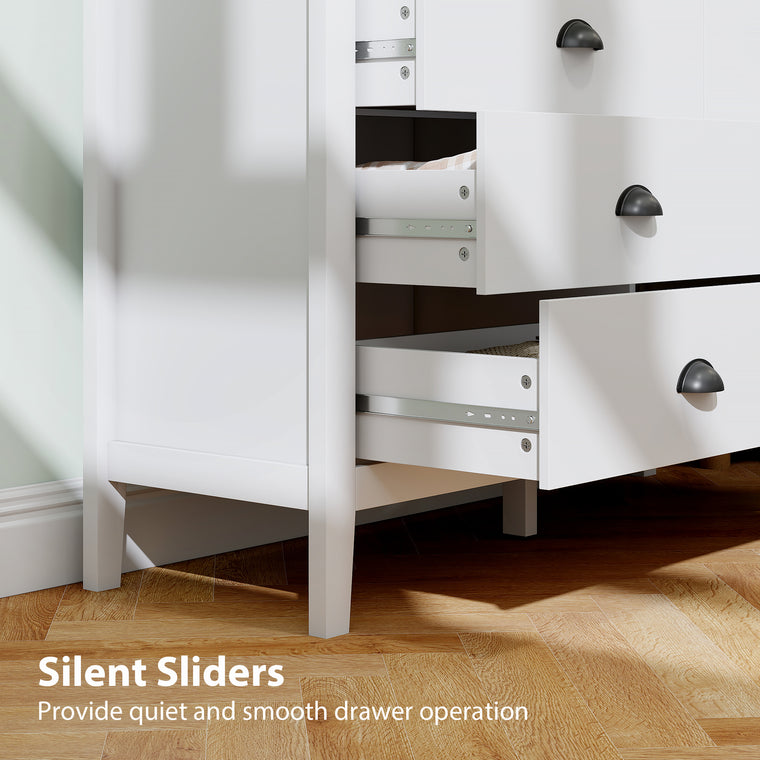 6-Drawer Dresser with Quiet Slides - White