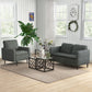 53" 2 Seat Sofa, Upholstered Two Seater Couch with Sturdy Steel Legs for Bedroom, Living Room, Dark Grey