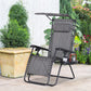 Outdoor Zero Gravity Reclining Lounger Chair with Canopy Shade, Side Tray, Cupholder, Beige