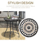 Mosaic Patio Table, Round Coffee Table with Metal Frame, Garden Furniture for Outdoor, Poolside, Black