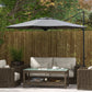 10 FT Cantilever Umbrella, Aluminum Hanging Offset Umbrella with 360°Rotation, Crank, Tilt, Cross Base, Grey