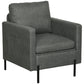 Armchair, Fabric Accent Chair, Modern Living Room Chair with Metal Legs, 2 Side Pockets for Bedroom, Grey