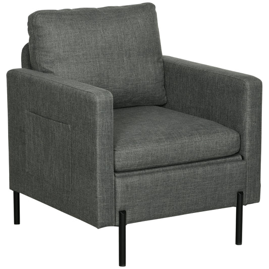 Upholstered Accent Armchair with Side Pockets