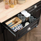 Kitchen Island with Storage, Rolling Kitchen Island with Drop Leaf, Rubber Wood Top and Adjustable Shelves, Black