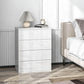 4 Drawer Cabinet, High Gloss Drawer Chest for Bedroom, Chest of Drawers with Metal Runners and Groove Handles, White