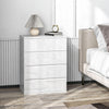 4 Drawer Cabinet, High Gloss Drawer Chest for Bedroom, Chest of Drawers with Metal Runners and Groove Handles, White