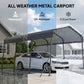 11 x 15FT Metal Carport, Heavy-Duty Carport Canopy with Reinforced Frame & Galvanized Steel Roof, Dark Grey