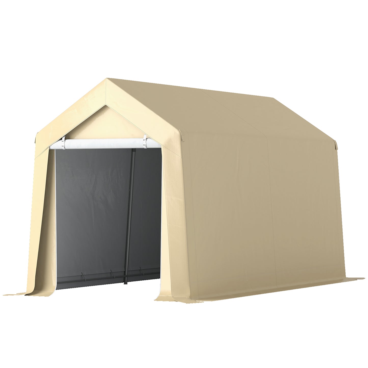 Outdoor Storage Shed Portable Garage with Roll-up Door for Motorcycle, Bike, Garden Tools, Beige
