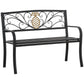 2 Seater Garden Bench 45" x 21.75" x 35.5" Steel Frame Loveseat for Yard, Lawn, Porch, Patio, Black and Gold