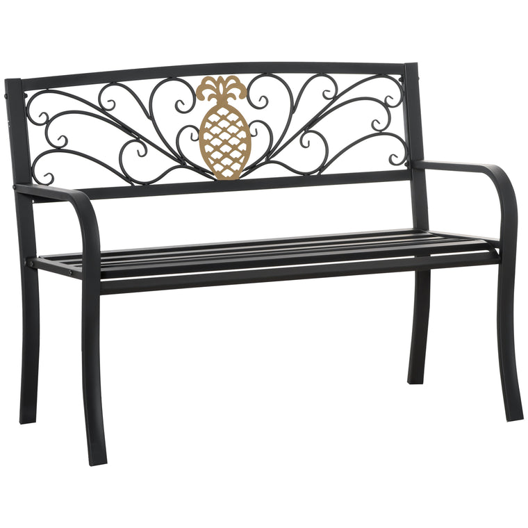 Black & Gold 45" Steel Garden Loveseat