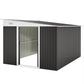 11' x 9' Steel Garden Storage Shed, Outdoor Metal Tool House with Double Sliding Doors, Dark Grey