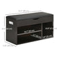 Shoe Bench Entryway Storage Rack with Padded Cushion, Hidden Storage for Hallway, Living Room, Black