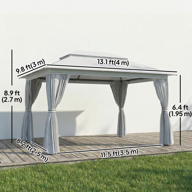 10' x 13' Double Roof Gazebo with Netting and Curtains