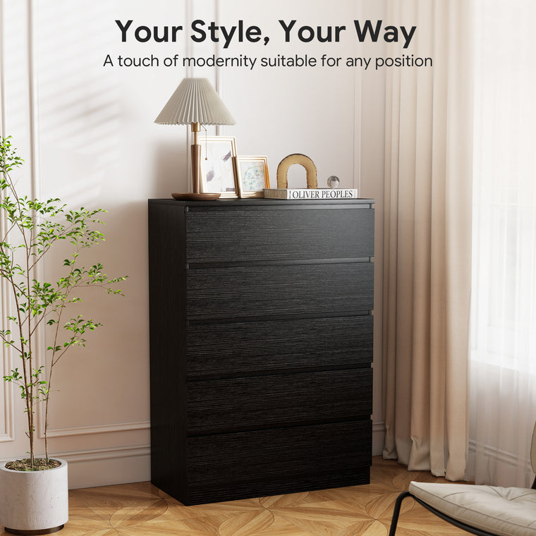 5-Drawer Dresser Chest of Drawers - Black