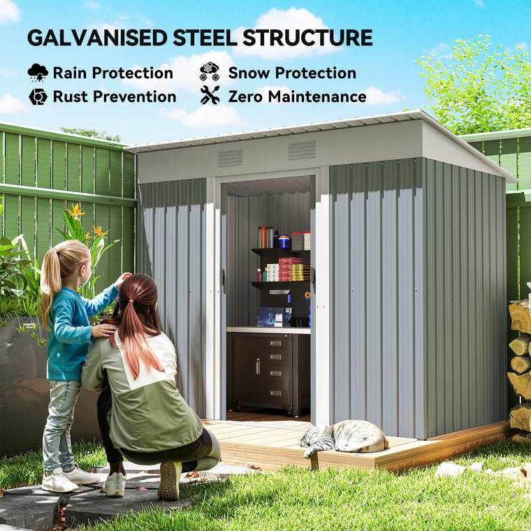 7' x 4' Metal Storage Shed with Lockable Sliding Doors and Vents