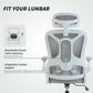 Ergonomic Office Chair, Swivel Desk Chair with Adjustable Lumbar Support, Headrest and Height, Flip-up Armrests, Grey
