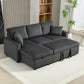 81" Pull-Out Corduroy Sofa Bed with Storage - Dark Grey