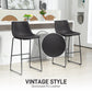 Counter Height Bar Stools Set of 2, Vintage PU Leather Bar Chairs, Kitchen Stool with Footrest, Dark Brown
