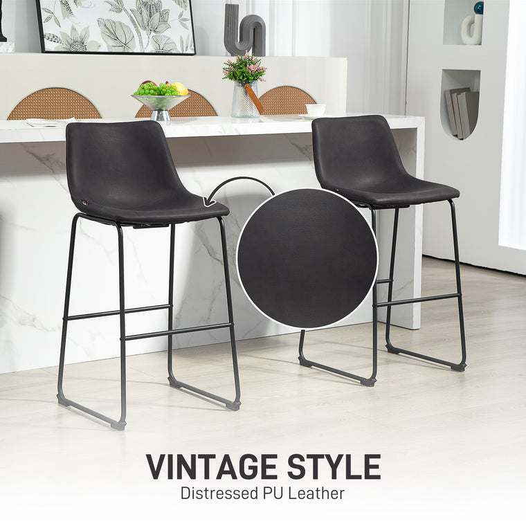 Counter-Height PU Leather Bar Stools Set of 2