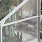 Walk-In Greenhouse, Polycarbonate Greenhouse with Sliding Door, Window, Aluminium Frame, Foundation, Silver