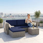 3pcs Modern Rattan Sofa Set, Wicker Patio Furniture Set with Coffee Table, Cushions, Pillows